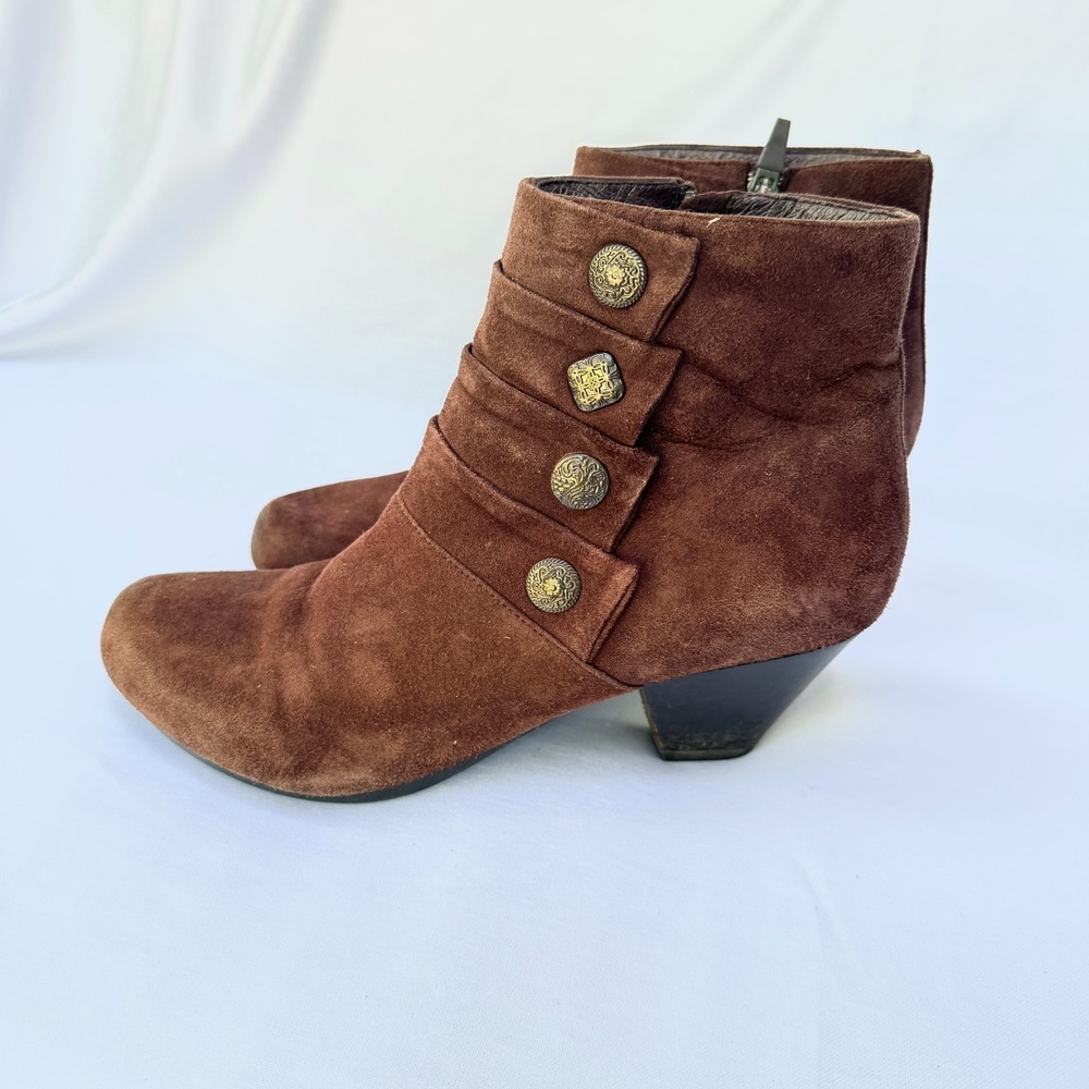 Dansko Baker Boots Womens US 8.5-9 Brown Suede Side Zipper Button Ankle Booties